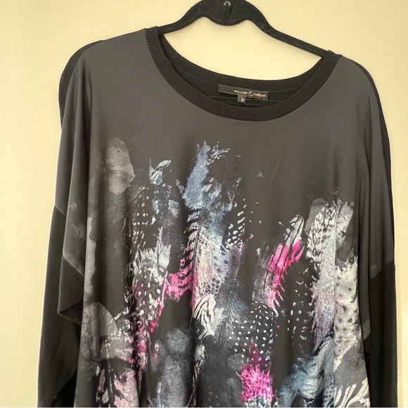 Willow & Thread black and purple multi media graphic long sleeve shirt dress 2XL - Picture 4 of 9